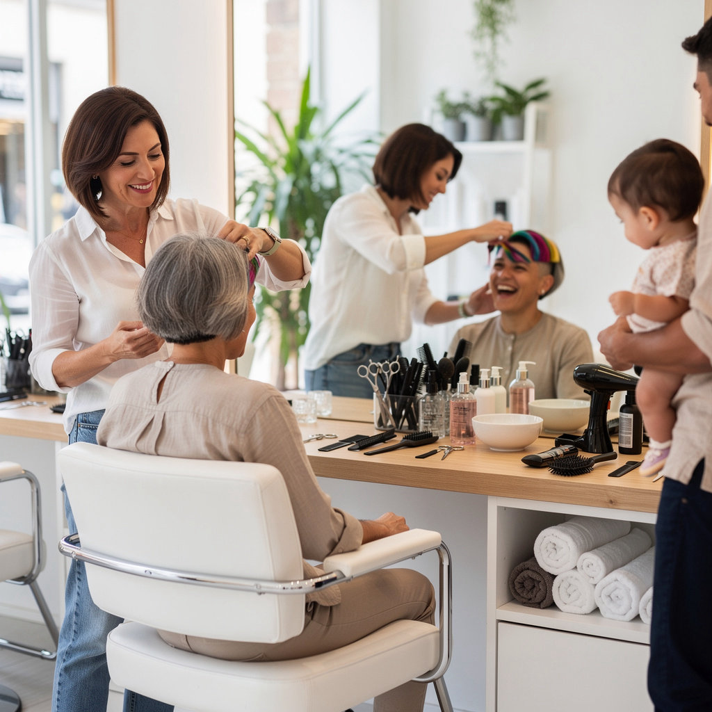 Shear Envy salon team demonstrating professional hair styling and inclusive community values in Santa Barbara